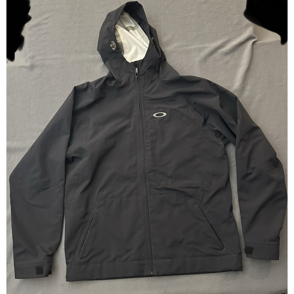 Oakley Rocket Fuel Jacket Mens Large Black Hooded Full Zip Snow Ski Waterproof